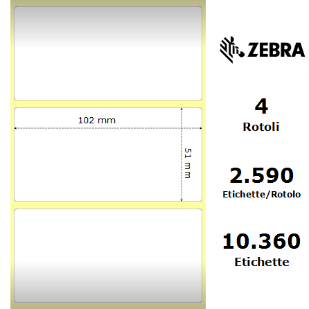 3011702 - Etichette Zebra  PolyE 3100T Gloss Polietilene