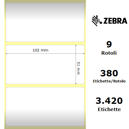 3006296* - Etichette Zebra  Z-Ultimate 3000T White Poliestere