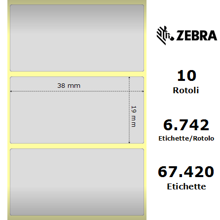 880368-019 - Etichette Zebra Argento Z-Ultimate 3000T Silver