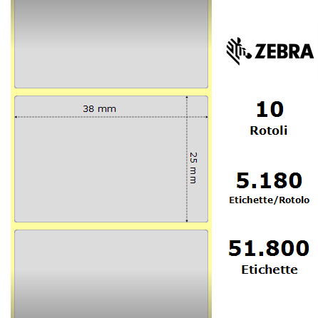 880368-025 - Etichette Zebra Argento Z-Ultimate 3000T Silver