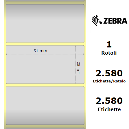 880269-025D/S - Etichette Zebra Argento Z-Ultimate 3000T Silver