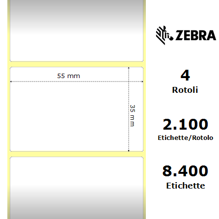 3012962 - Etichette Zebra Trasparente neutro PolyPro 3000T Clear