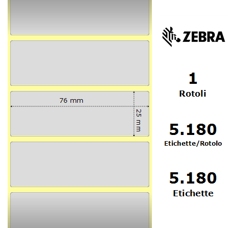 880380-025/S - Etichette Zebra Argento Z-Ultimate 3000T Silver