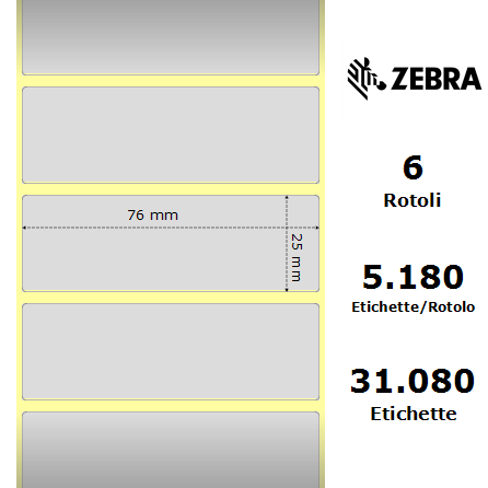 880380-025 - Etichette Zebra Argento Z-Ultimate 3000T Silver