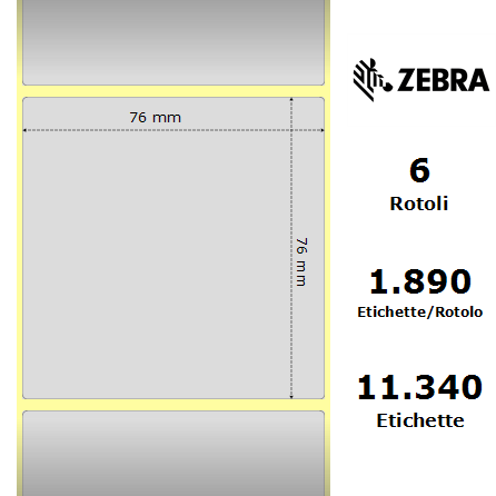 880380-076 - Etichette Zebra Argento Z-Ultimate 3000T Silver